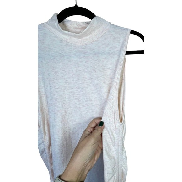 Fabletics Kathie Seamless Mock Neck Bodycon Knit Top Opal Pink Size L Side Ruch‎ - Picture 5 of 12